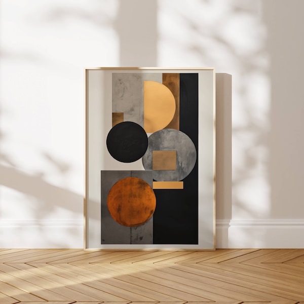 Terracotta Colours Modern Minimalist Art Deco Print, Abstract Scandinavian Decor, Geometric Neutral Wall Art, Brown Beige Circles Art Print