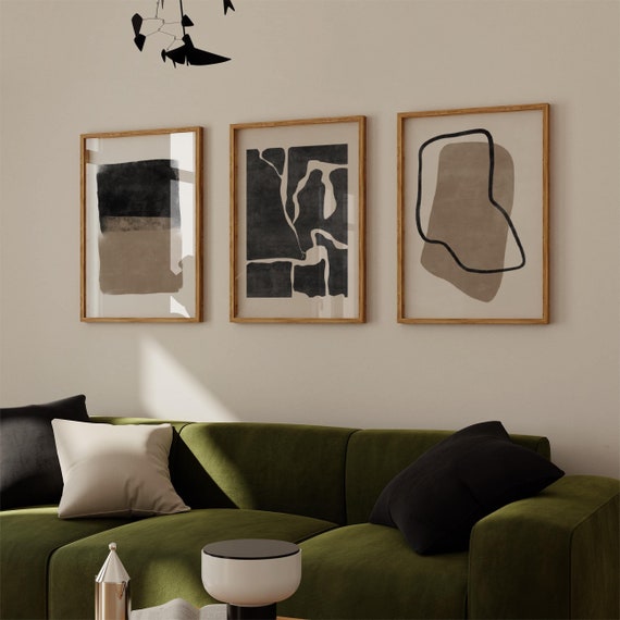 Modern Organic Wall Art Set of 3, Abstract Neutral Colours Wall Gallery Set, Minimalist Earth Tones Wall Art, Japandi Home Decor, Wabi Sabi