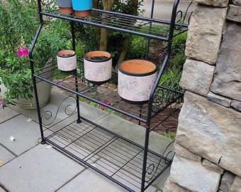 Black Metal Plant Stand Rack 3-Tier Indoor Outdoor Display Shelf for Flowers and Pots Perfect for Patio Balcony Living Room Storage Home Use