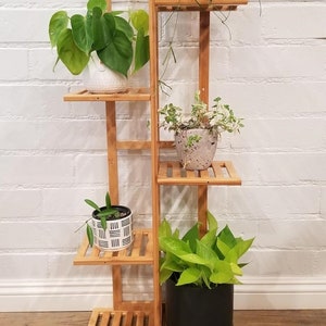 Bamboo Plant Stand Rack 5 Tier 6 Potted Multiple Stand Holder Shelf Rack Planter Display for Patio Garden Living Room Corner Balcony