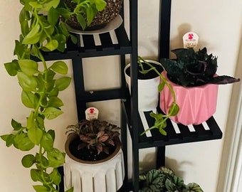 6 Topf Innen Ecke Hohe Blume Bambus Regal Schwarz Blumenständer Pflanzenhalter Display Rack Für Wohnzimmer Balkon Schlafzimmer