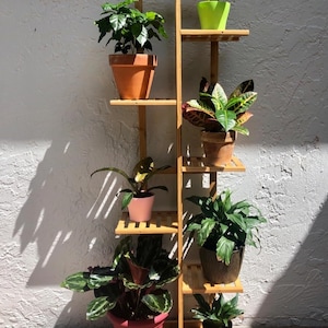 Indoor and Outdoor Multiple Stand Holder Shelf Rack Planter Display Bamboo Plant Stand Rack 6 Tier 7 Potted for Patio Garden Living Room