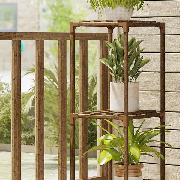 Scaffale per piante a 3 livelli per uso multiplo Supporto per piante ad angolo esterno Supporto per piante piccole Vasi multipli Supporto per piante singole per patio balcone giardino