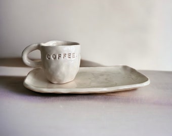 Handmade Turkish Coffee Cup,Design Cup,Coffee, Handmade Ceramics gift for her, Turkish Coffee, 3D, Turkish Coffee,Coffee Love, White Cup