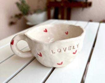 Red Heart Pottery Mug,Gift For Love, Handmade Ceramic Mini Heart Mug, Handmade Coffee Mug,Gift for her,Cute Lovely Red Mug,Love Spell