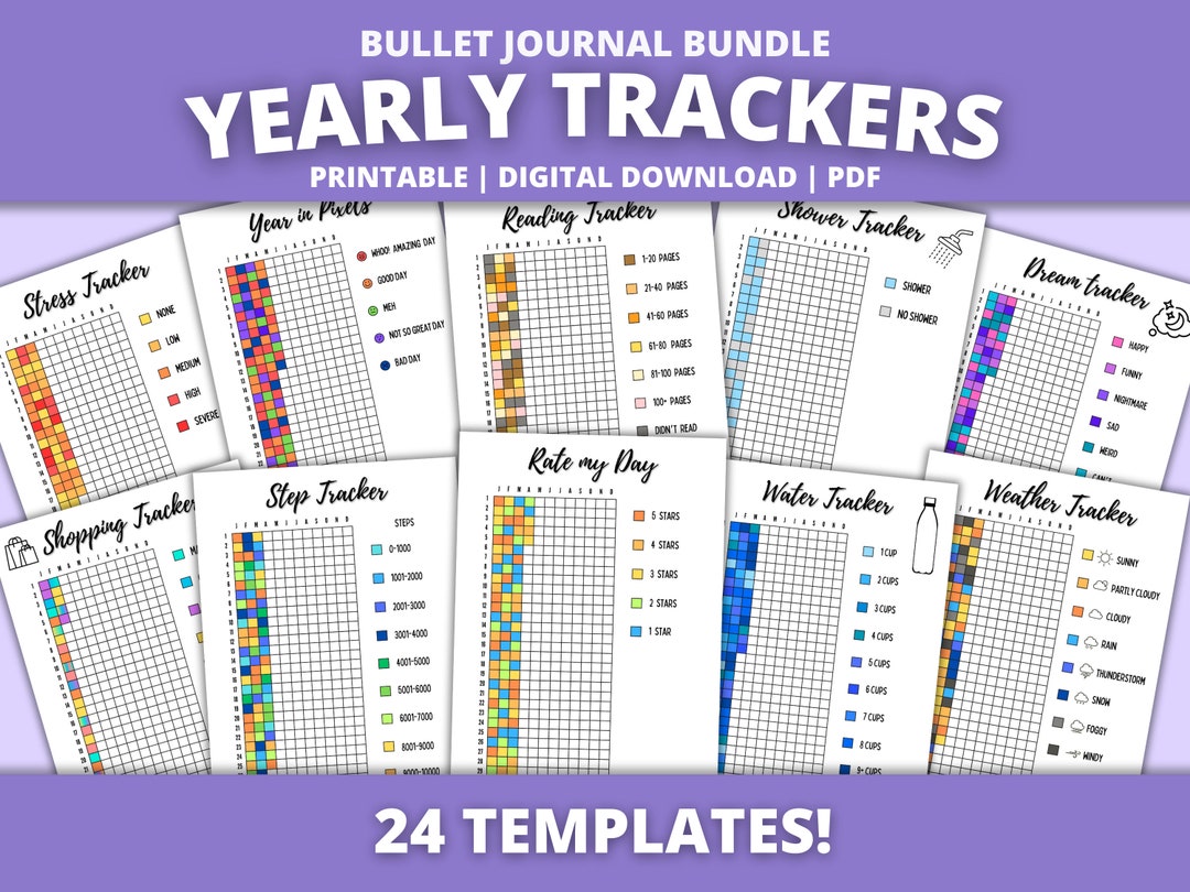 Yearly Tracker Bundle Printable Bullet Journal Template PDF DIGITAL ...