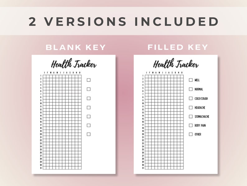 Health Tracker Printable Bullet Journal Template Yearly Tracker PDF ...