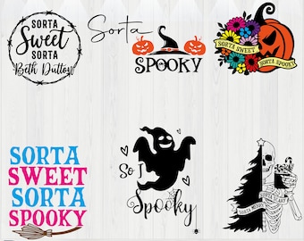 Sorta Sweet Sorta Spooky Svg, Floral Pumpkin Svg, Spooky Season Svg, Flower Pumpkin Svg, Funny Halloween Svg, Halloween Shirt Svg