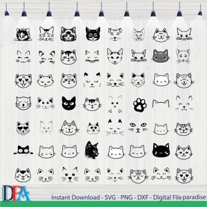 Cat Face Svg, Cat Face Svg Bundle, Cute Cat Svg Instant Download, Cat Png, dxf Cat Clipart Svg file para Cricut, Cat Svg Bundle