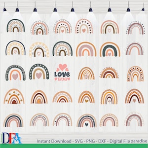 Boho Regenbogen SVG, kommerzielle Nutzung geschnitten Datei, Boho Regenbogen, geschnitten Datei, Boho PNG, Clipart, süßes T-Shirt Design, Herz Regenbogen