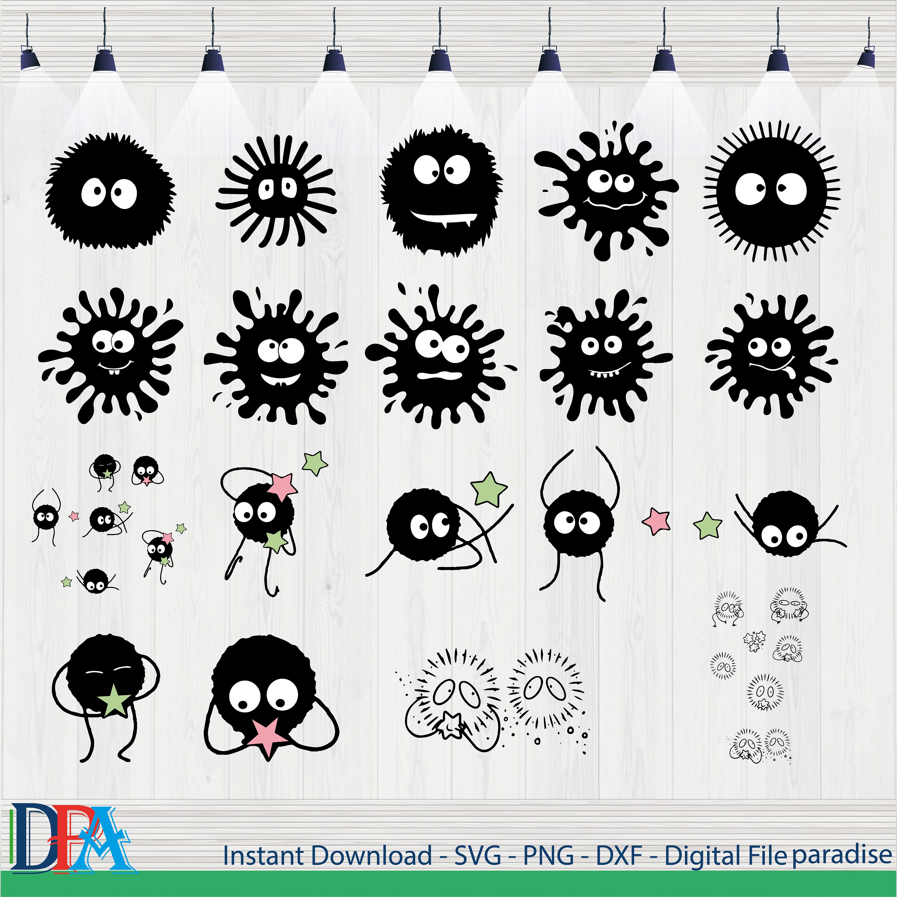 Enchanting Soot Sprite SVG Bundle: Studio Ghibli Inspired Vector Graphics,  Instant Download, and Layered Files