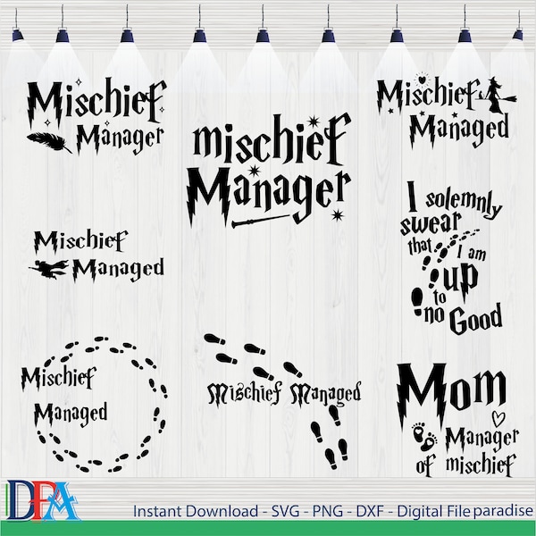 Mischief Manage SVG Cut File, Hand drawn, Cricut, Silhouette, Wand, T-shirt, Shirt, Decal, Design, Wizard, Magic