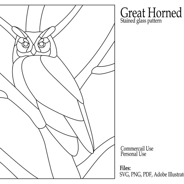 Great Horned Owl Stained Glass Pattern