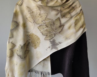 Eco Printed Scarf, Eco Print Viscose  Shawl, Beautiful Soft Colors Natural Dyed Scarf, Truly Unique Design, Trendy  Eco Printed  Scarf