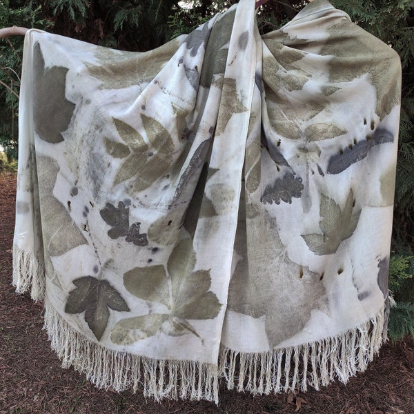 Eco Printed Scarf, Eco Print Viscose  Shawl, Beautiful Soft Colors Natural Dyed Scarf, Truly Unique Design, Trendy  Eco Printed Women Scarf