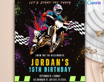 Motocross Invitation, Motorbike Invitation, Motorcycle Birthday Invitation, Motorcycle Invitation, Dirt Bike, Printable Party Invitation