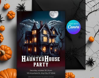Haunted House Flyer, Trunk or Treat Invite, Halloween Party, DIY Trunk or Treat Flyer Halloween Printable Party Invitation Template
