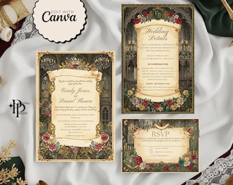 Medieval Invite, Medieval Party Invite, Medieval Invite, Medieval Renaissance Invitation, Art Nouveau Wedding Invitation, Printable Party