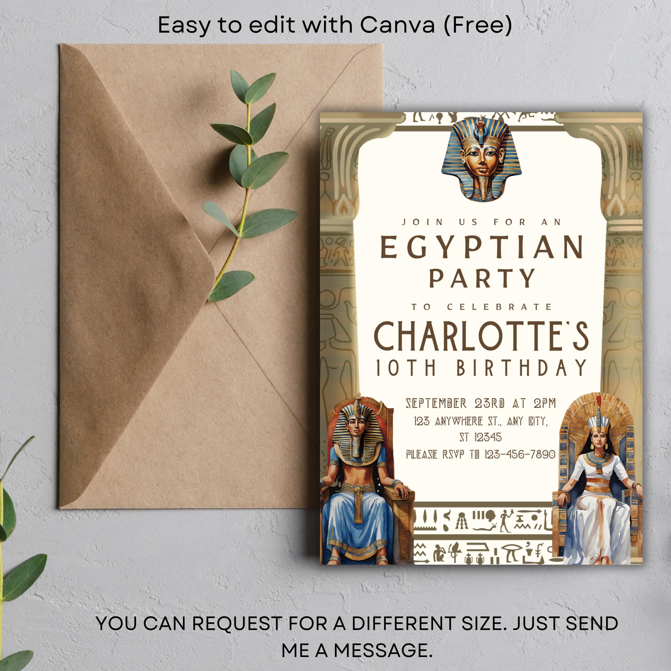 Egyptian Themed Party Invitations Egyptian Birthday Invite Unique