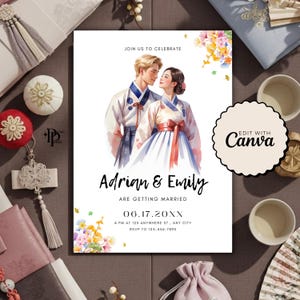 Korean Wedding Invitation, Korean Wedding Invite Template, Korean Invitation, Korean Wedding Invitation Design Printable Party Invite