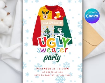 Ugly Sweater Christmas Party Invite - Ugly Christmas Sweater Invite, Ugly Sweater Holiday Party Invite, Christmas Sweater Party Invite