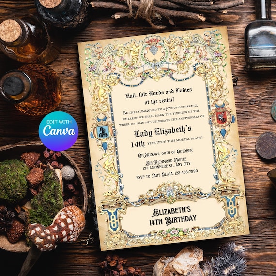 Medieval Party Invite, Medieval Invite, Medieval Renaissance Invitation, Digital Party Invite Template, Printable Party Invite