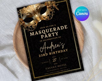 Masquerade Party Invitation Luxury Birthday Invite Masquerade Ball ...
