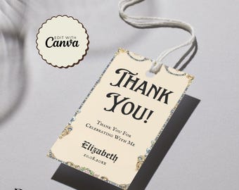 Medieval Renaissance Thank You Tag: Printable Party Favor (PDF)