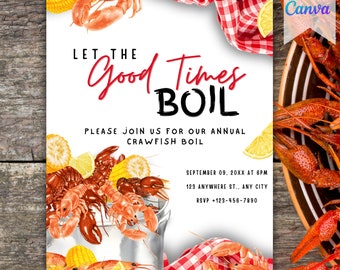 Seafood Boil Invitation, Crawfish Invite, Lobster Boil Invite, Crawfish Party Invite, Crab Boil Invite, Shrimp Boil Invite, Printable Party