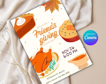 Friends Giving Invite - Printable Friendsgiving Invite, Friendsgiving Evite, Friendsgiving Invite Template, Thanksgiving Invitation Online