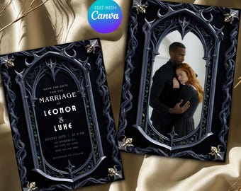 Goth Wedding Invitation | Elegant Victorian Gothic Printable Invite & Medieval Party Invite Printable Party Invite Digital Download