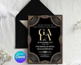 Elegant Gala Invitation - Formal Charity Ball Invite, Banquet & Dinner Party Invitations for Special Events