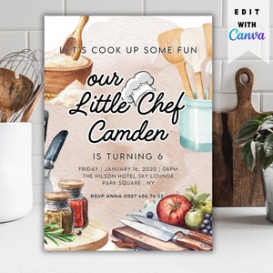 Cooking Class Invitation, Cooking Birthday Invitation, Bake Off Invitation, Our little Chef Invitation, Printable Party Invitation, Digital