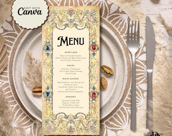 Printable Medieval Renaissance Party Menu Card (PDF)