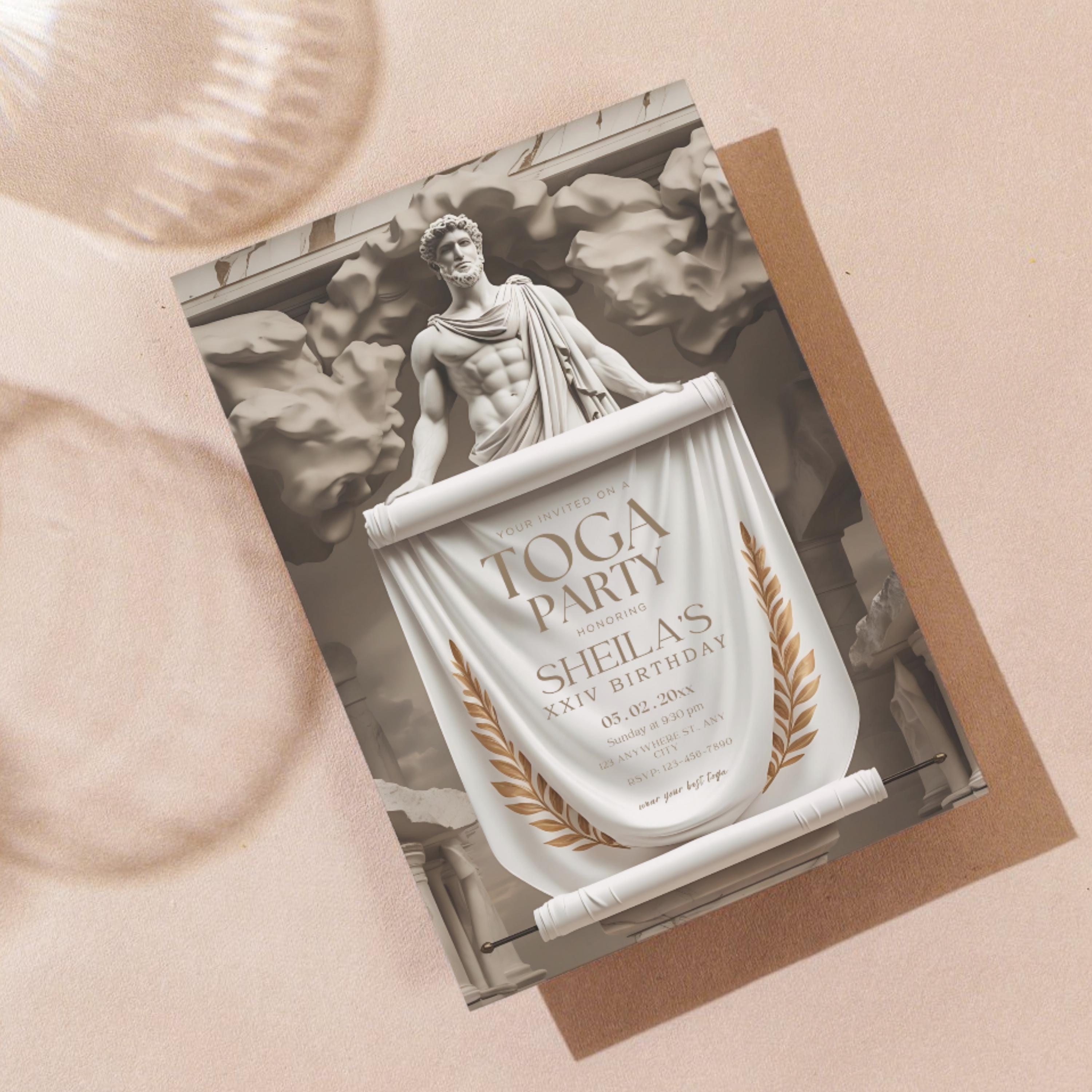 Toga Party Invitation Editable Template - Ancient Rome & Greece Event ...