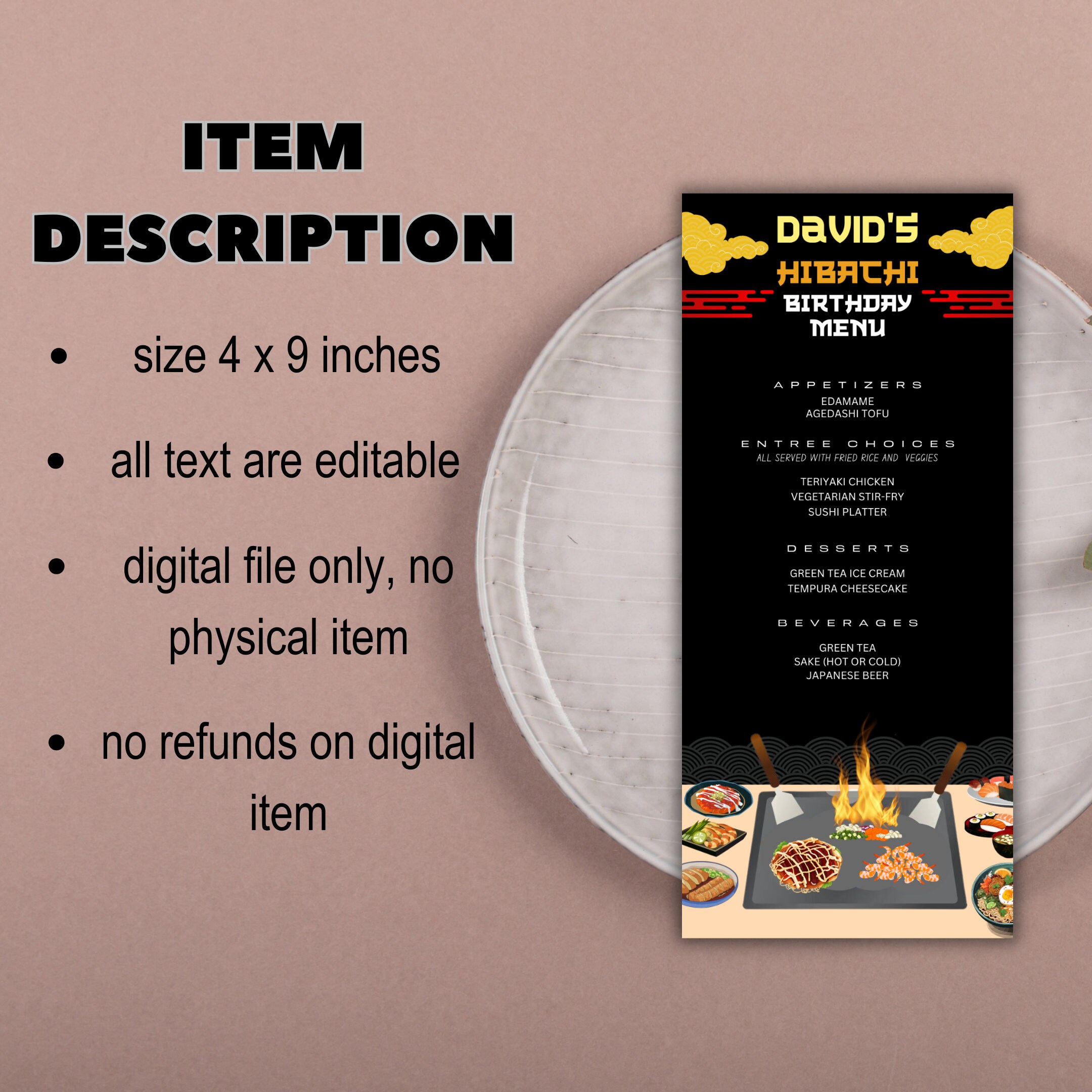 Hibachi Menu, Hibachi Party, Hibachi Dinner Party Invitation, Hibachi ...