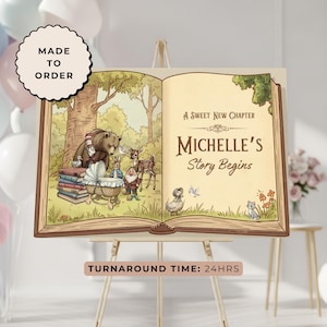 Storybook Baby Shower Welcome Sign, Vintage Book Theme Baby Shower Welcome Sign, Retro Storybook Printable Welcome Sign Made-to-order