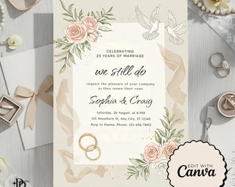Invitación de renovación de votos: We Still Do Invite, renovación de votos de boda imprimible, Save The D para celebraciones sencillas, invitación de fiesta imprimible