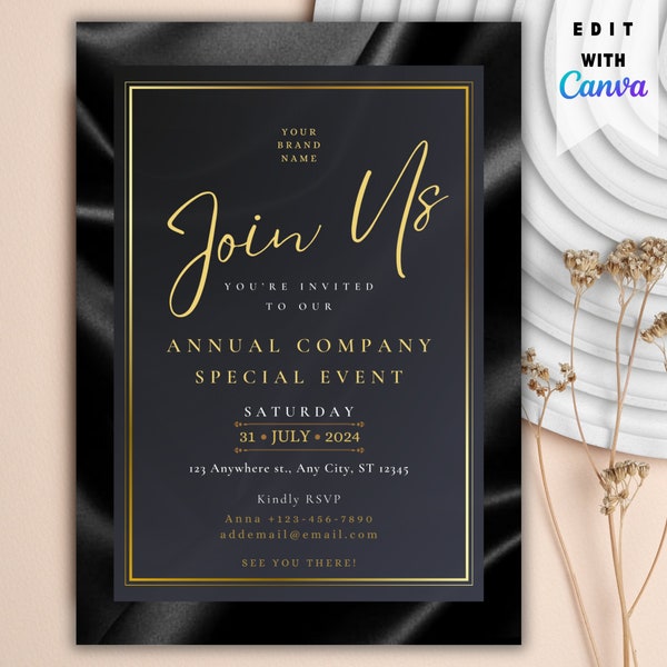Company Anniversary Invite Invitation Template, Business Printable Party Invitations, Digital Party Invite Template, Corporate Invite