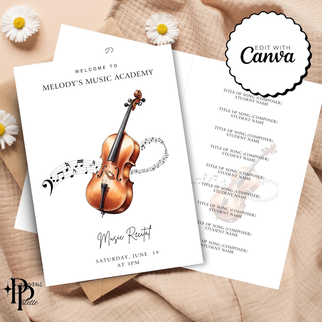 Cello Recital Program, Violin Recital Program, Recital Program Template ...