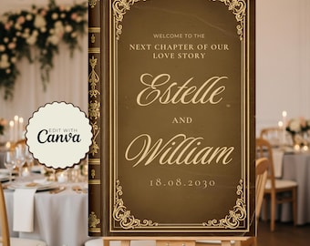 Book Theme Wedding Welcome Sign: A New Chapter Begins