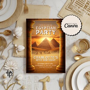 Egyptian Birthday Invite - Unique Ancient Egypt Invitation, Custom Egypt Party Card, Fun Egyptian Theme Celebration