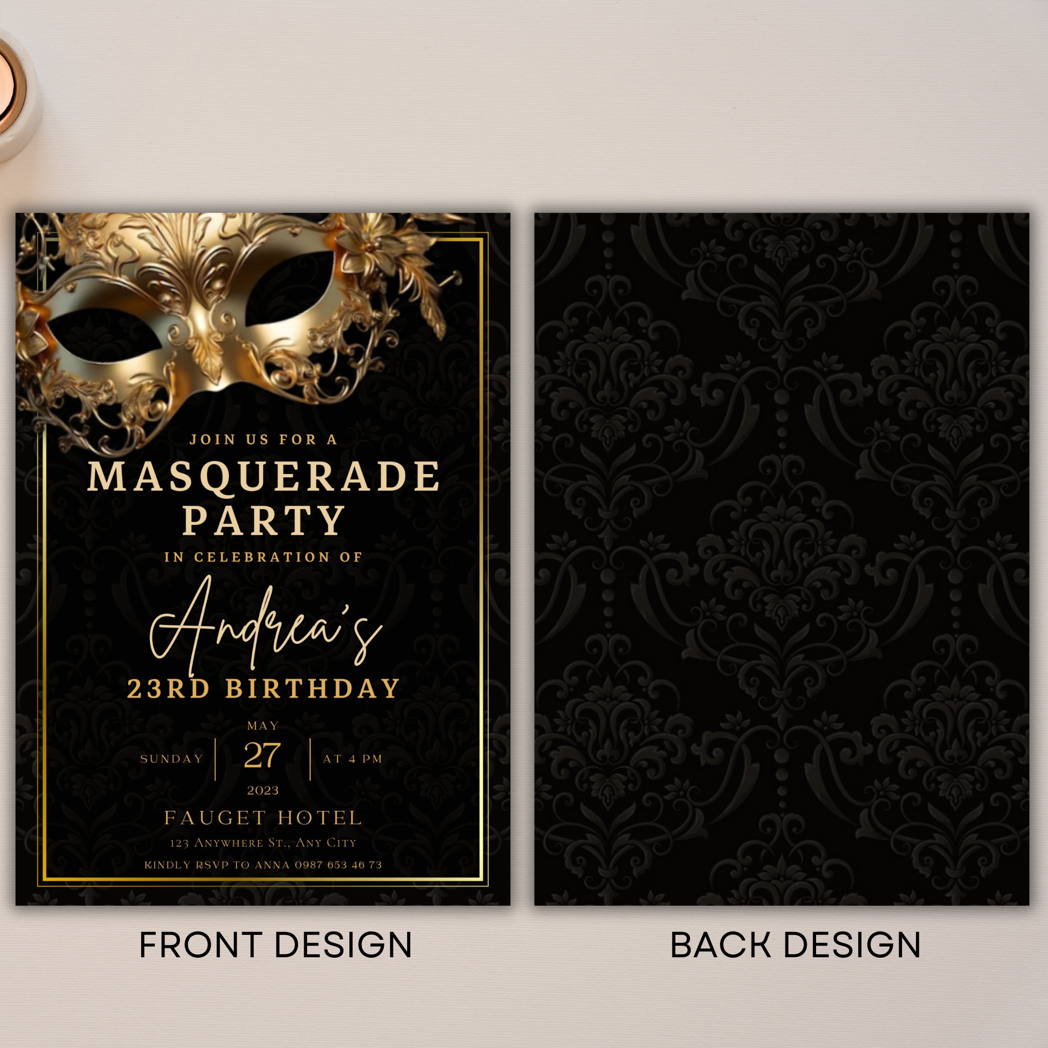 Masquerade Ball Editable Birthday Invitation Template, Printable ...