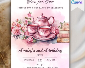 Afternoon Tea Invite, High Tea Invitation, Tea Party Birthday Inviter, Tea for two Birthday Invitation, Printable Party Invitation
