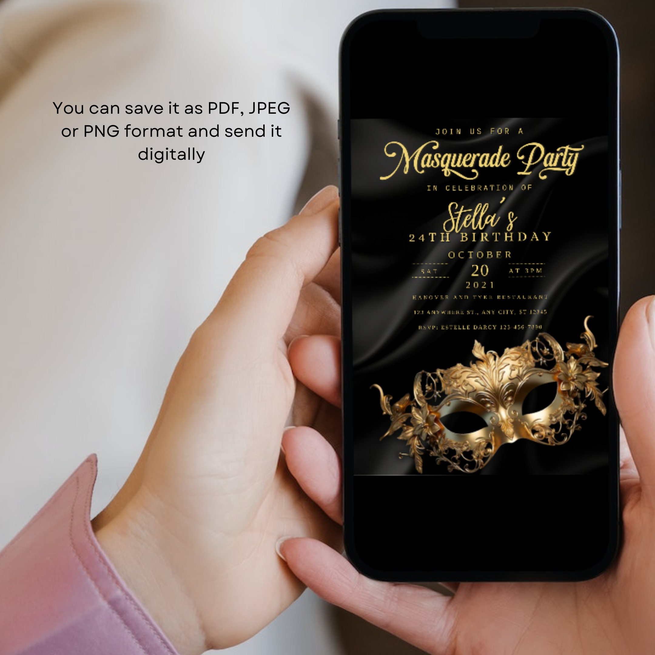 Masquerade Ball Editable Birthday Invitation Template, Printable ...