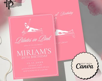 Invitación de Pilates, Tarjeta de Invitación de Pilates, Invitación a Fiesta de Pilates, Invitación a Estudio de Pilates, Invitación a Evento de Pilates, Invitación con Tema de Pilates
