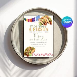 Invitation tacos du mardi - Invitation fête d'anniversaire Fiesta - thème amour Taco Bout - modèle modifiable de fête tacos mardi Taco Invitation de deux jours