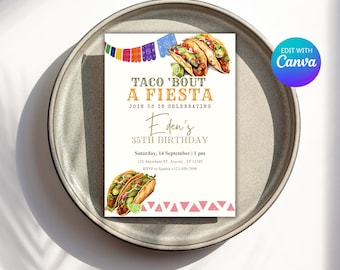 Taco Tuesday Invite - Fiesta Birthday Party Invitation - Taco Bout Love Theme - Editable Taco Tuesday Party Template Taco Twosday Invite