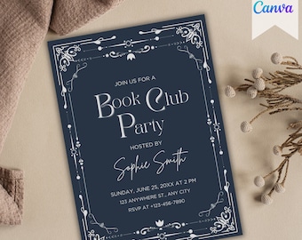 Book Club Invitation Book Club Evite Vintage Book Club Invitation Book Club Editable Invite Template Printable Party Invite Book Club Theme