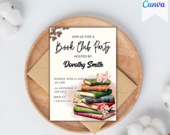 Book Club Invitation Book Club Evite Vintage Book Club Invitation Book Club Editable Invite Template Printable Party Invite Book Club Theme